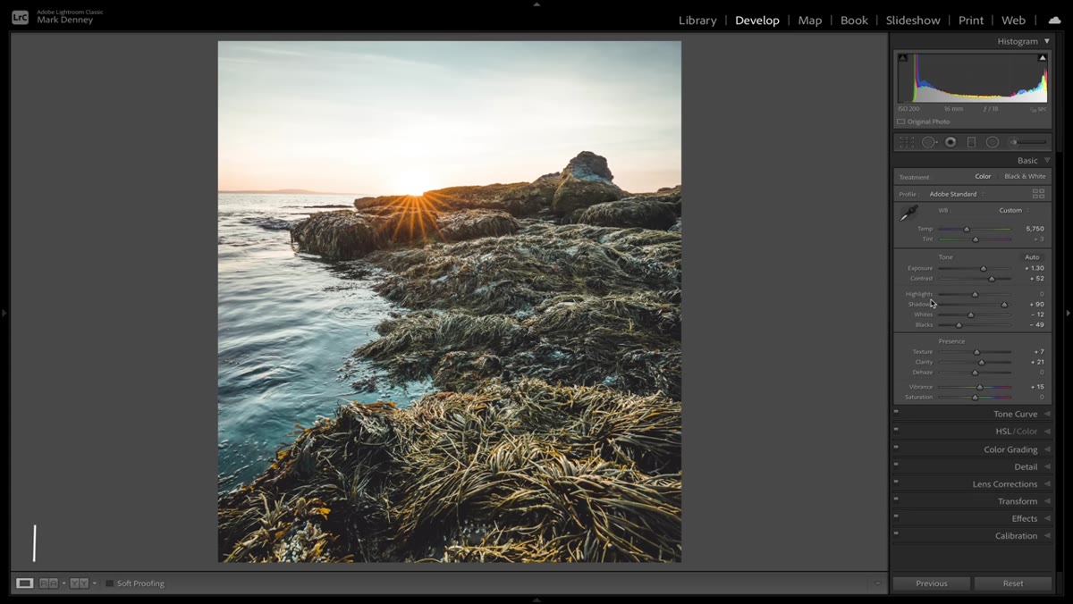 Highlights slider at -100 showing flat sun vs. natural glow
