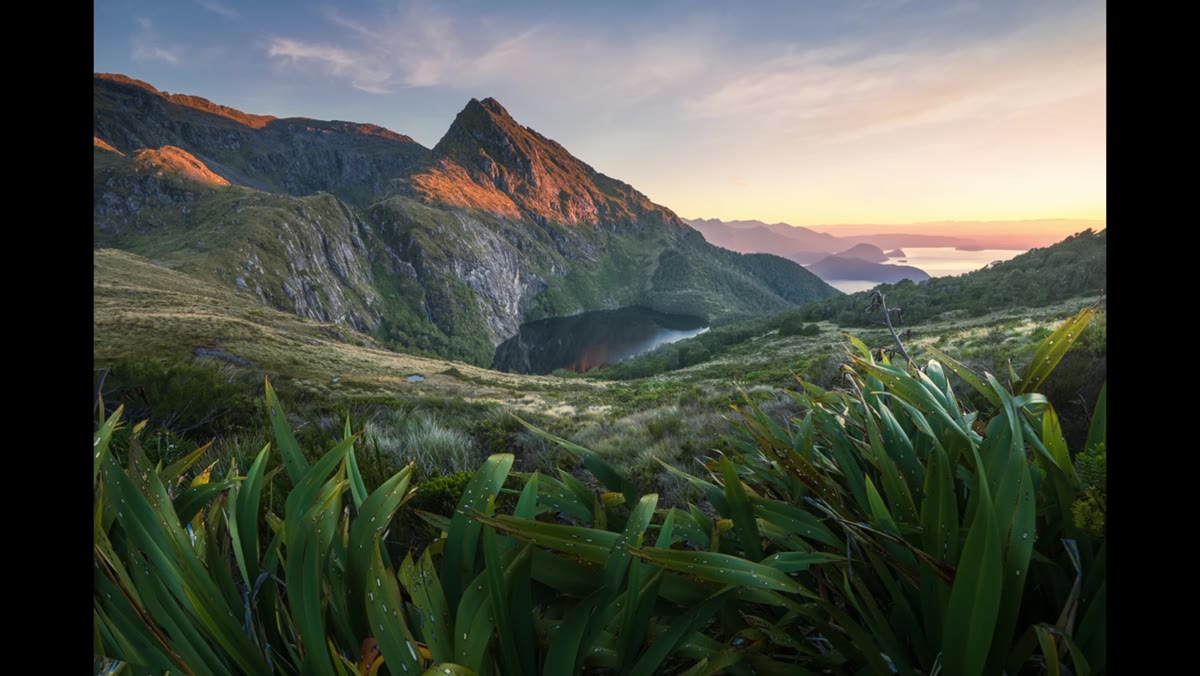Wide landscape showing foreground, midground, and background layers