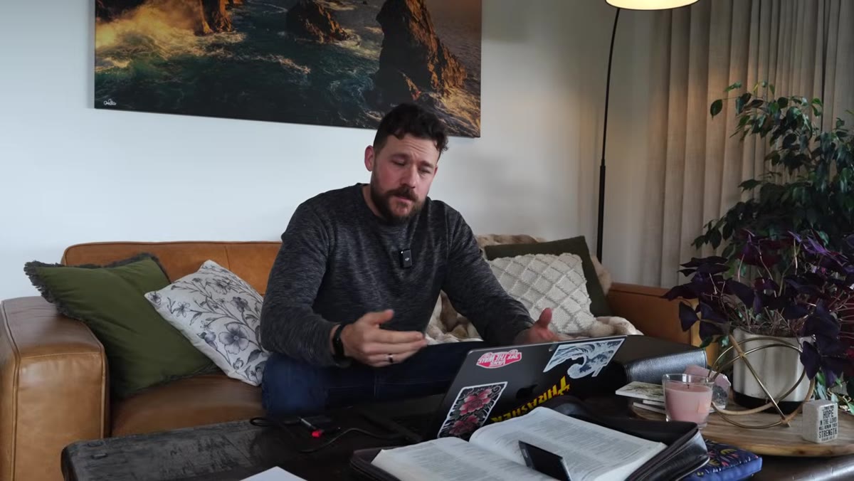Patino reviewing raw files on screen, cropping one to 16x9