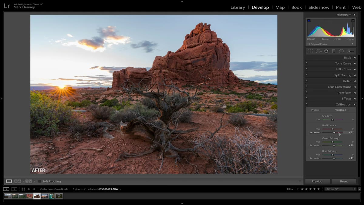 Color Grading panel with shadow and highlight wheels adjusted