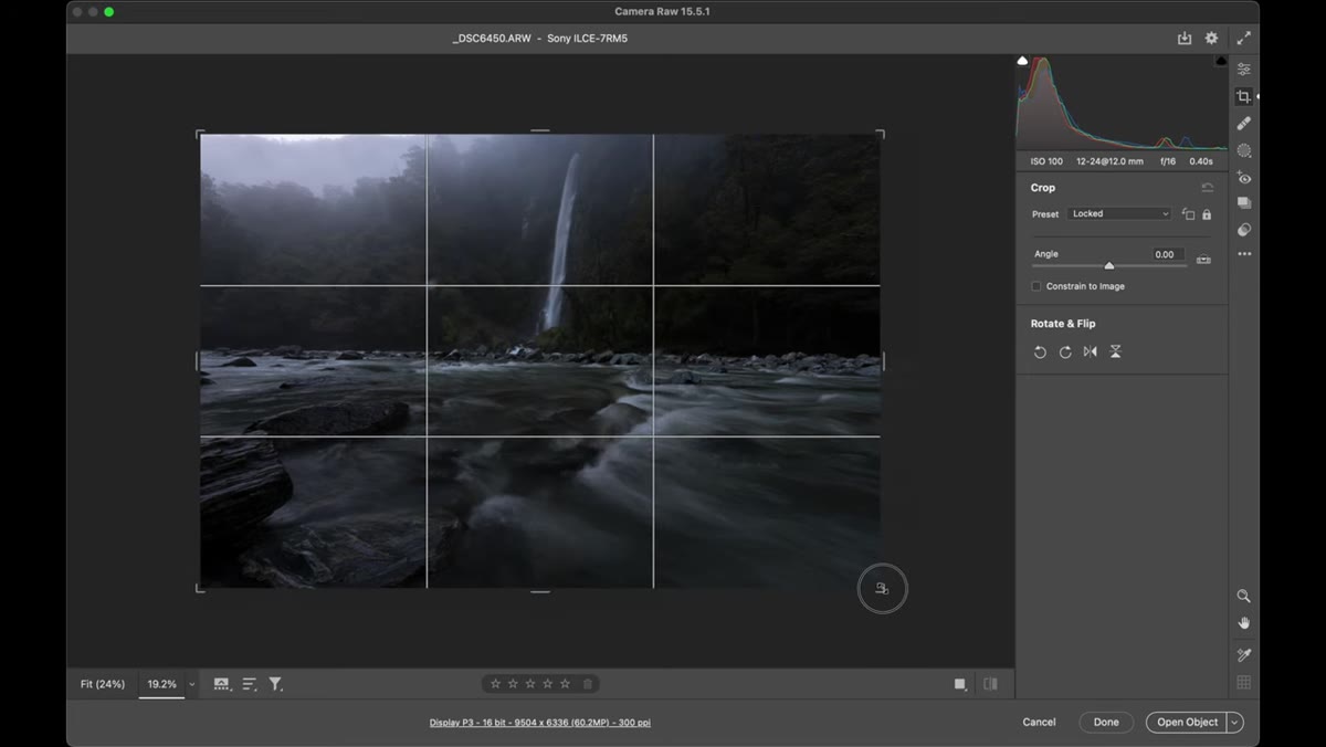 Cropping the foreground in Adobe Camera Raw
