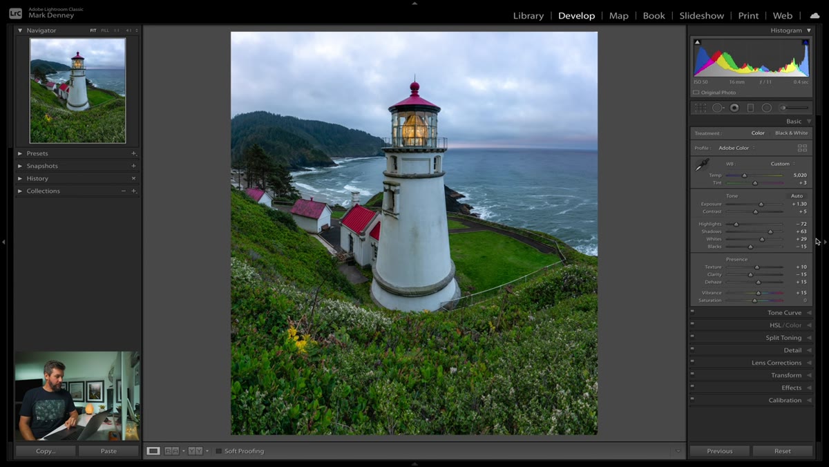 Raw file open in Lightroom with global adjustments already applied