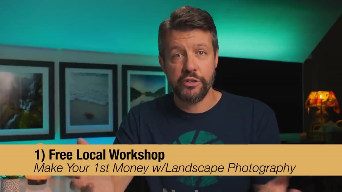 Mark announcing a free outdoor workshop at a local lake