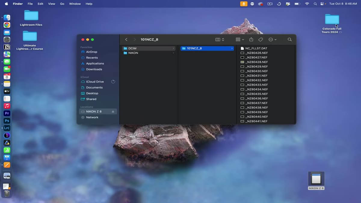 caption: Desktop folder named &ldquo;Colorado Fall Tours 2024&rdquo; already created