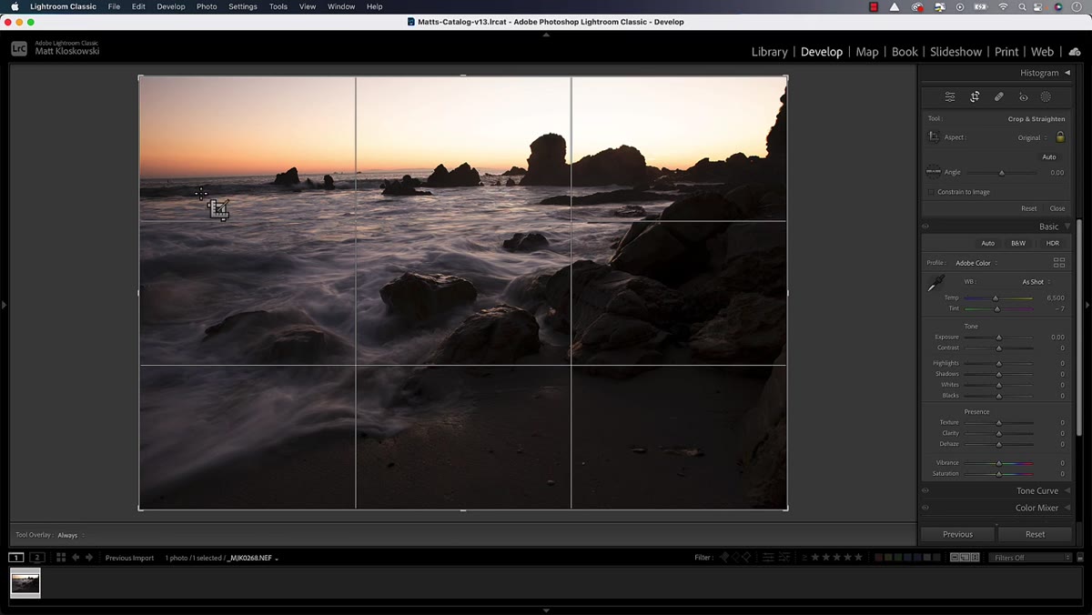 Lens Corrections panel open with Enable Profile Corrections checked