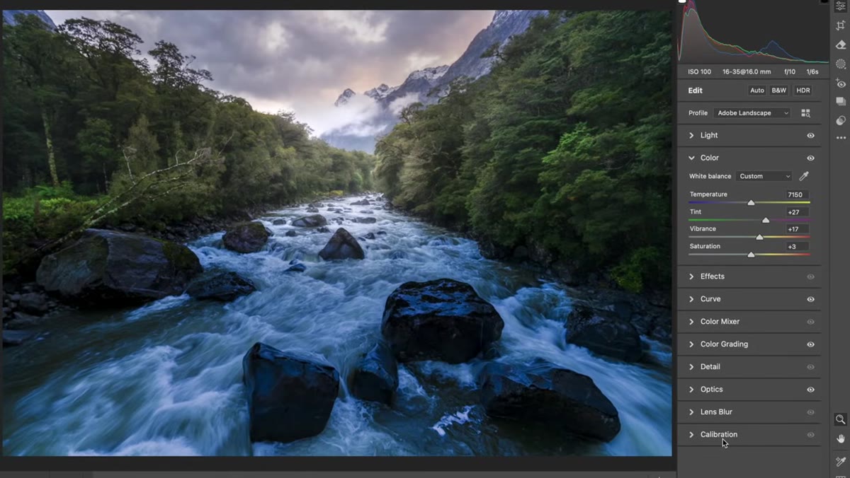 Raw file reset showing crushed shadows and protected highlights