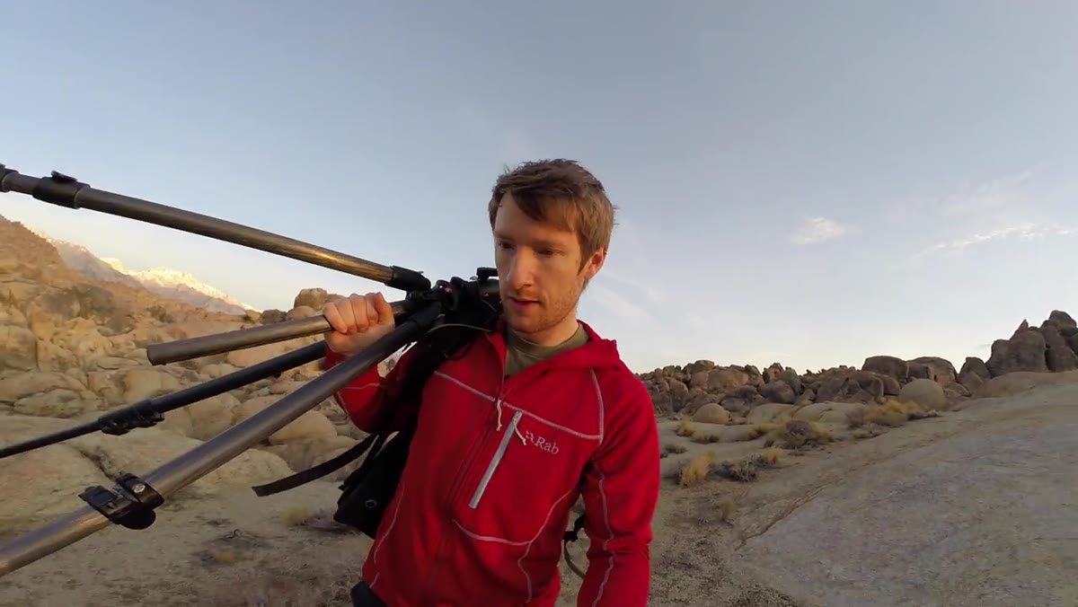 Heaton reviewing the completed panoramic on camera screen