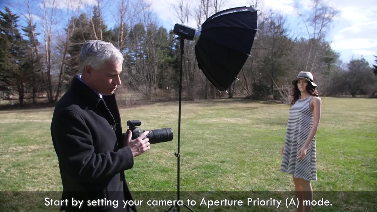 Camera mode dial set to aperture priority