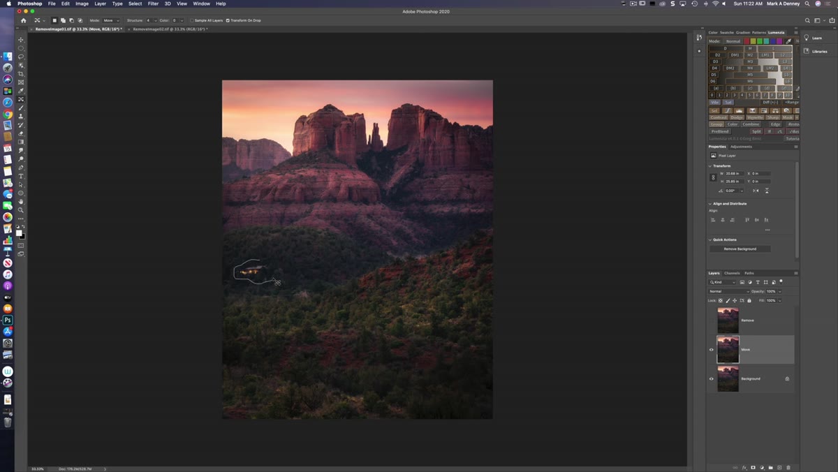 Editing tools demonstrated with before and after comparison visible