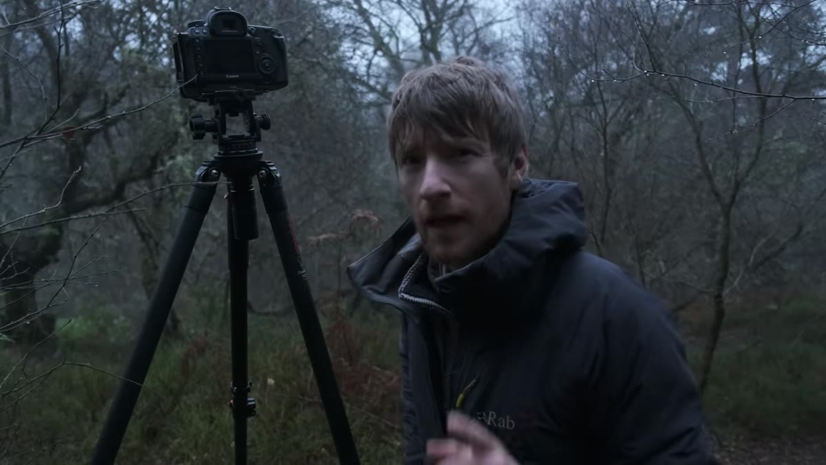 Thomas Heaton arriving at a misty woodland location