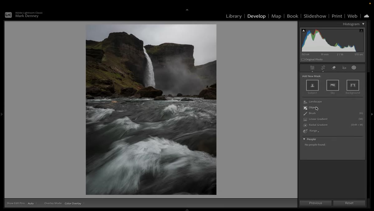 Mask panel open showing new Landscape button at top