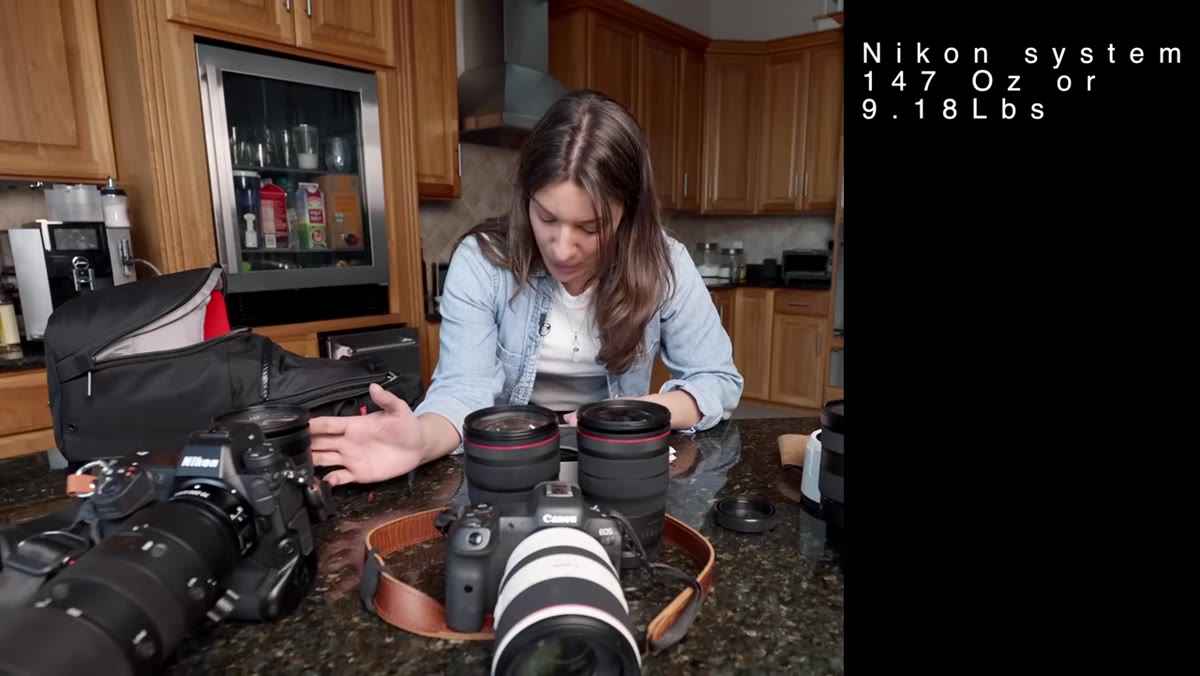 Caption: Scale showing total Nikon Z9 system weight in ounces