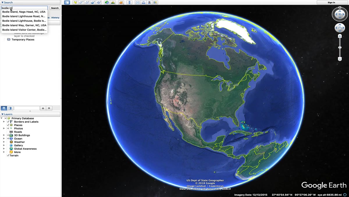 Google Earth zoomed into lighthouse with path and boardwalk visible