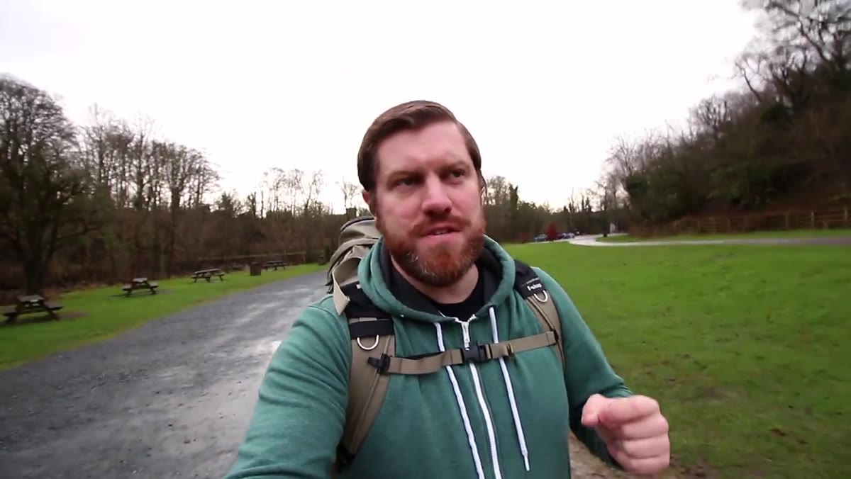 Arriving at Ingleton Waterfalls trailhead, sound of rushing water audible