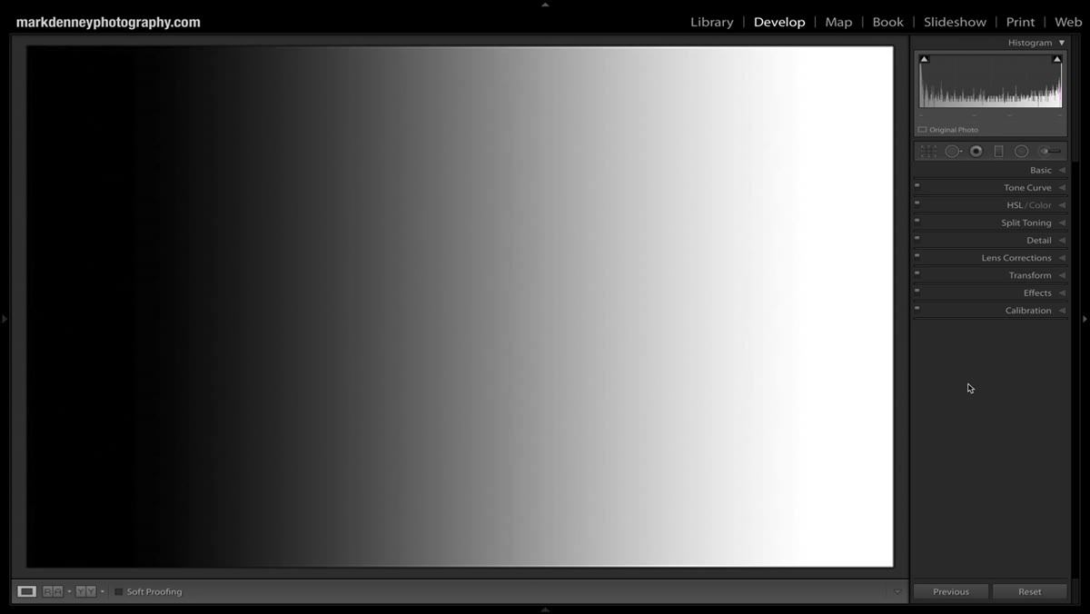 Black to white gradient showing shadow and highlight regions