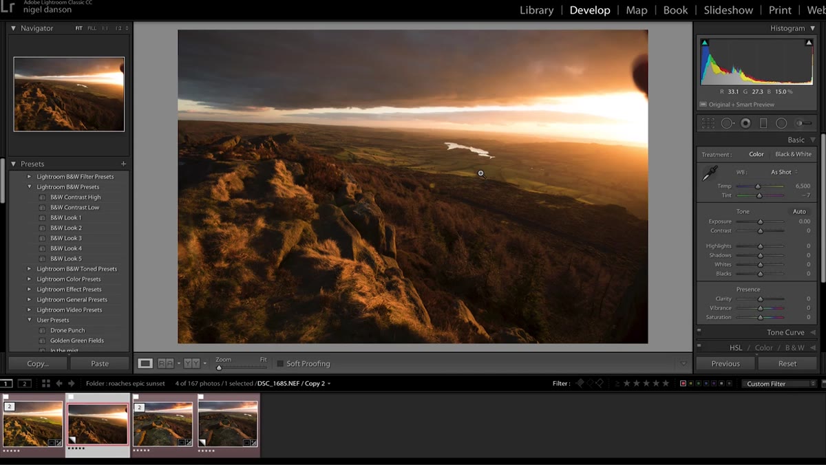 Before and after images side by side in Lightroom grid
