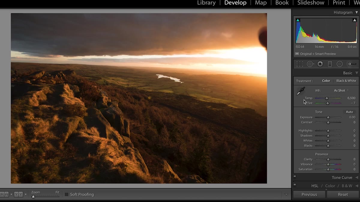 Dragging Kelvin slider away from neutral in Lightroom