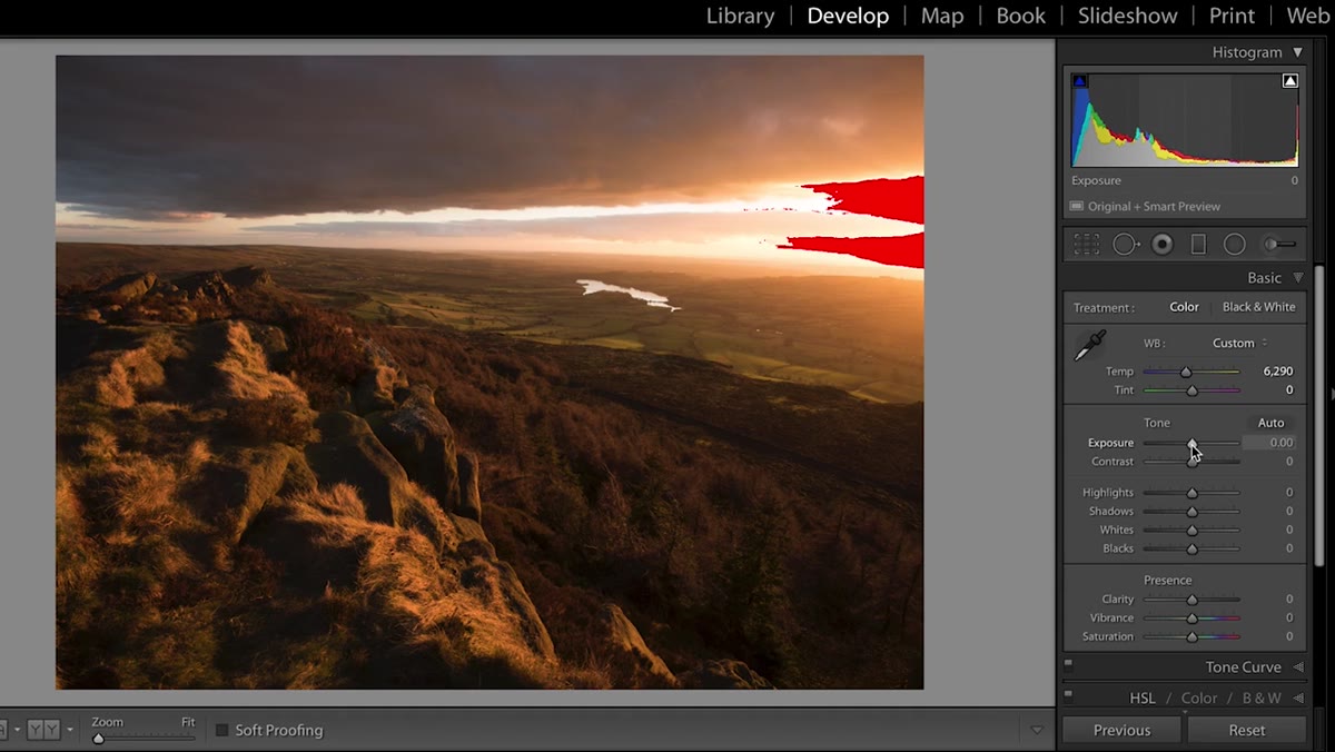Adjusting the Tint slider alongside the Temperature slider