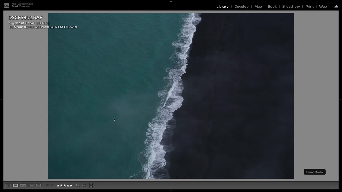 Applying five-star ratings to selected images in Lightroom