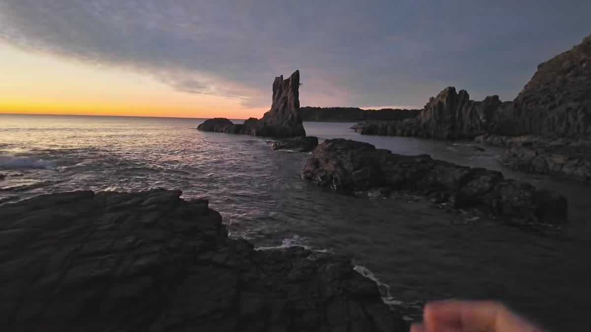 Camera positioned close to rocks, stack visually separated
