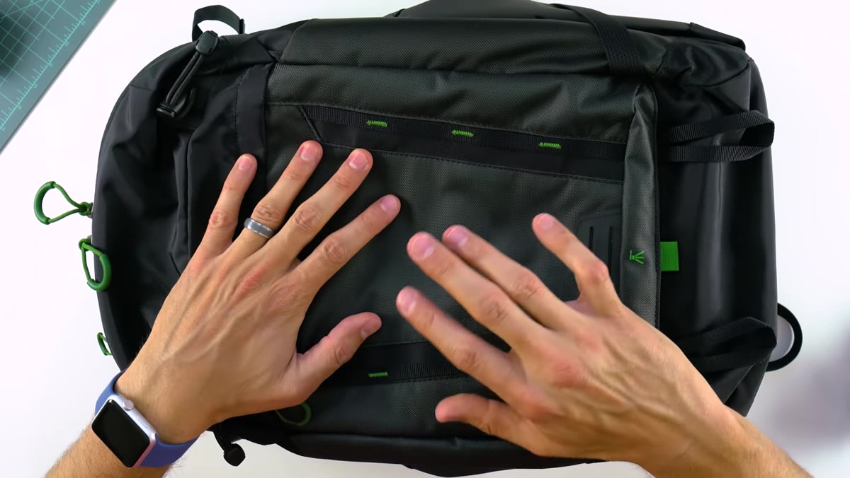 Close-up of bag exterior material and coating details