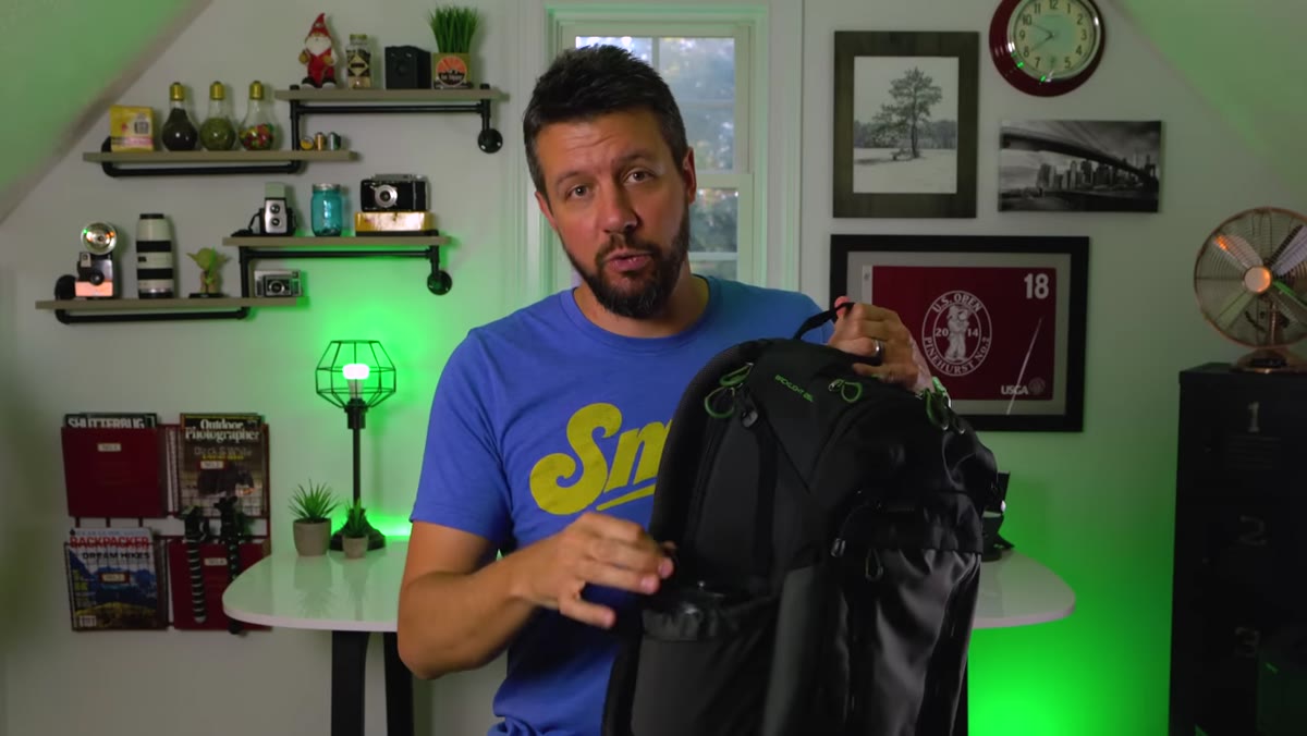 Side pockets shown accommodating full-size Nalgene bottles