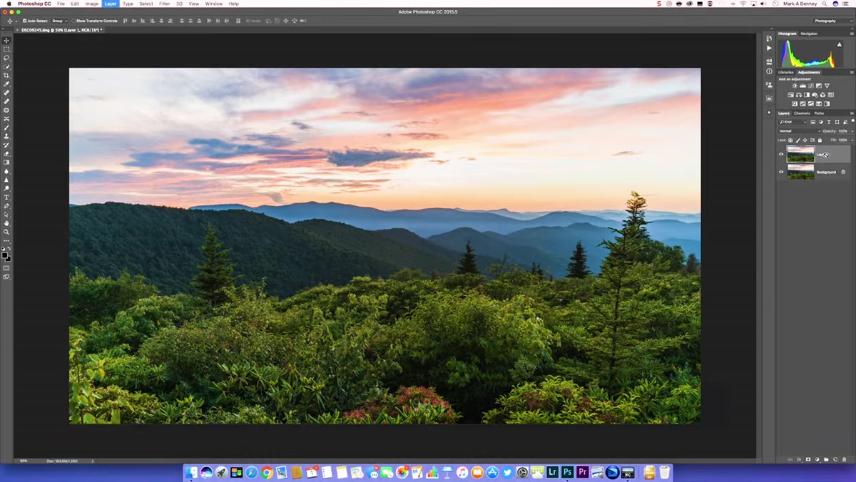 Duplicating the base layer using Command J in Photoshop