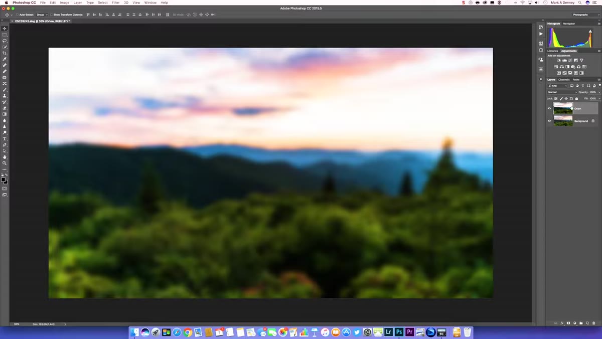 Opacity slider on Orton layer being reduced to a low percentage
