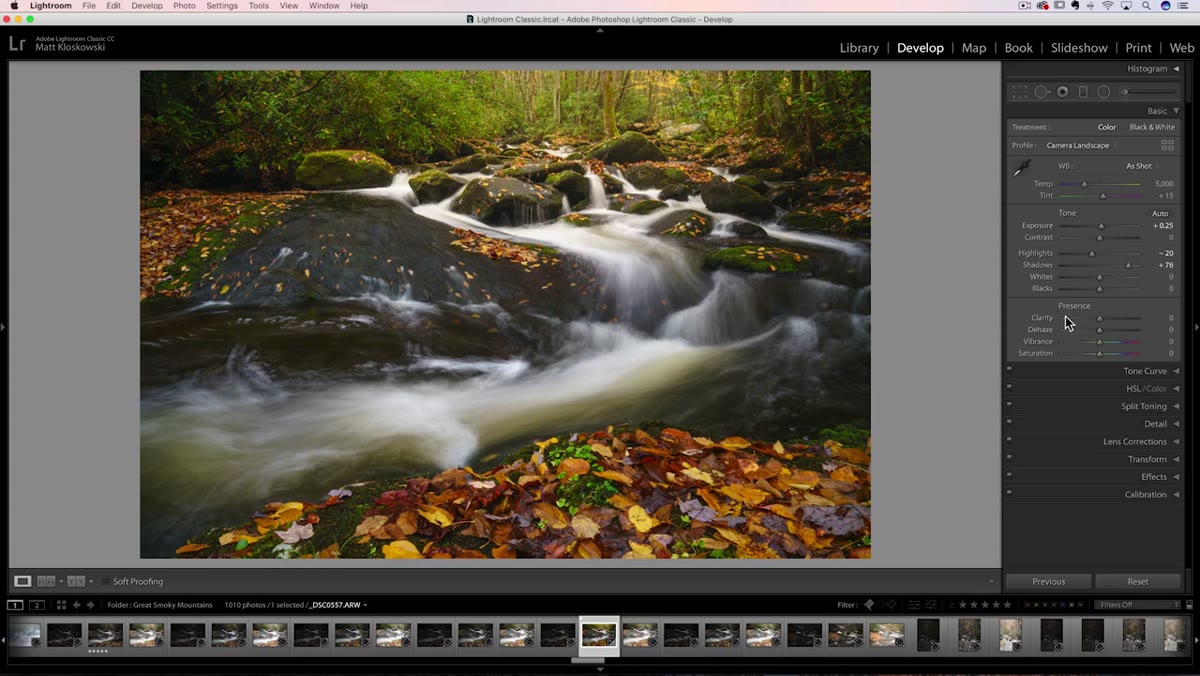 Clarity slider being pulled into negative values in Lightroom