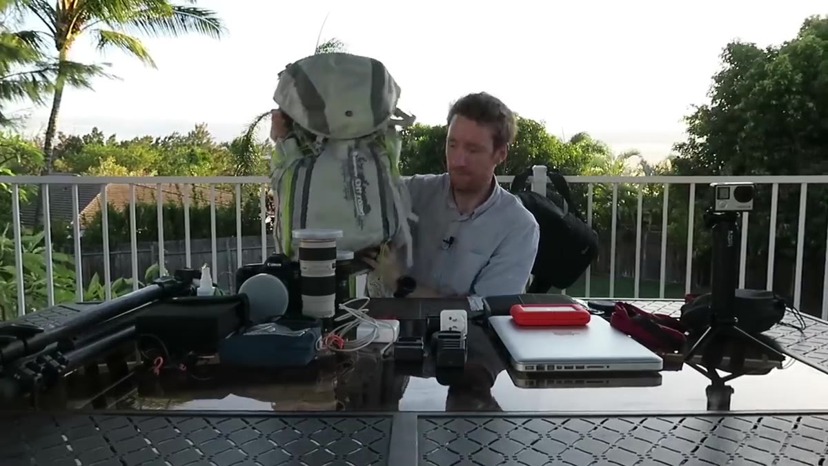 Close-up of the Manfrotto off-road backpack on a table