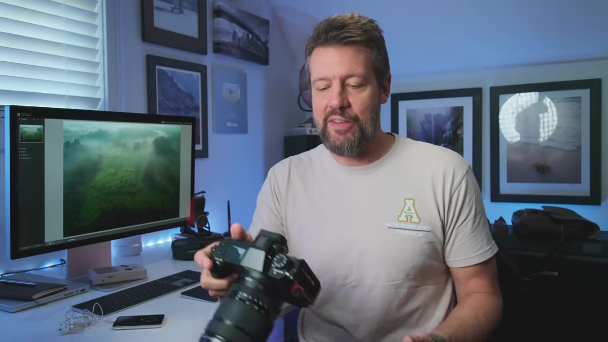 Camera positioned low to ground using tilting LCD screen