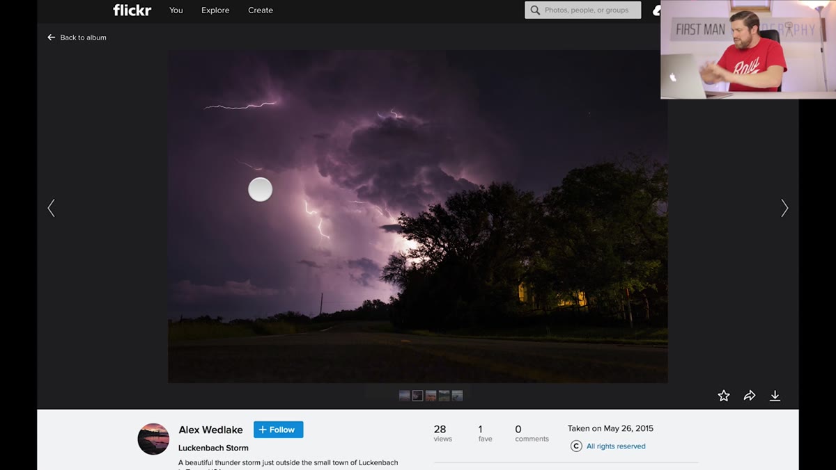 Adam sketching a tighter crop composition over the storm image