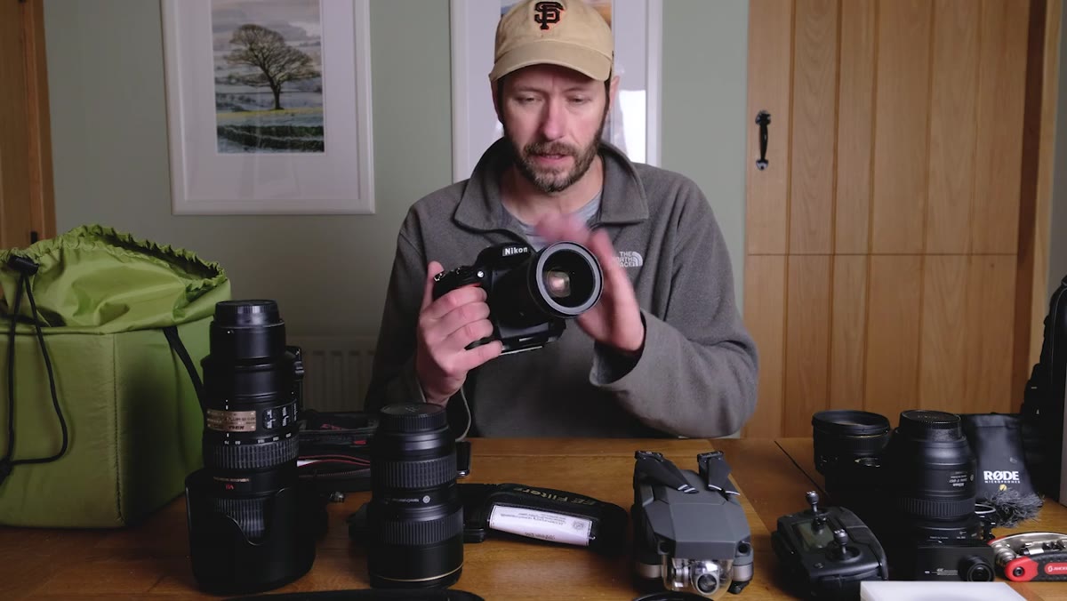 Close-up of the 24-70mm f/2.8 lens mounted on the camera