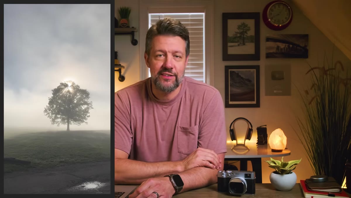 Quiet foggy forest scene replacing dramatic peak imagery