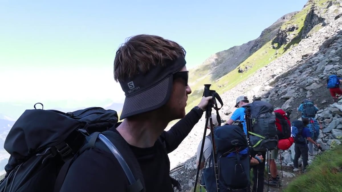 Heaton identifying fresh rockfall that wiped out the trail overnight