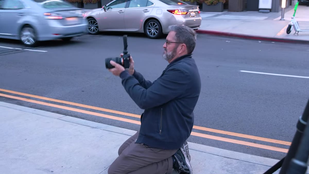 Jay demonstrating perspective shift by moving closer and zooming