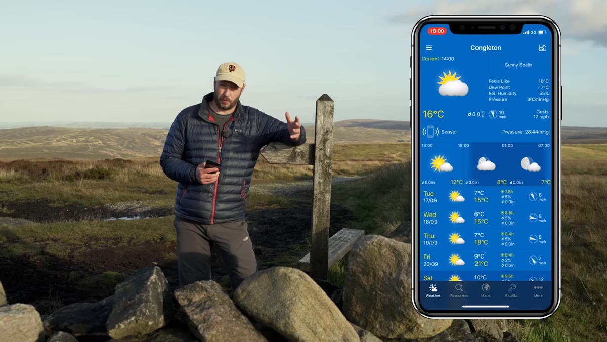 Clear Outside app showing cloud layer forecast by hour